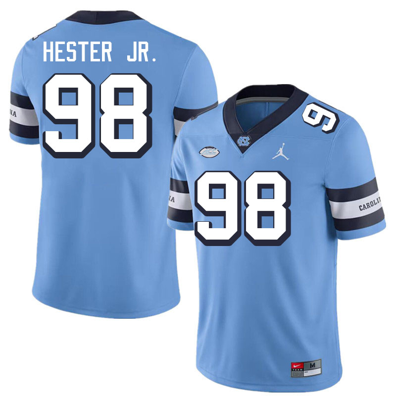 Men #98 Kevin Hester Jr. North Carolina Tar Heels College Football Jerseys Stitched-Throwback